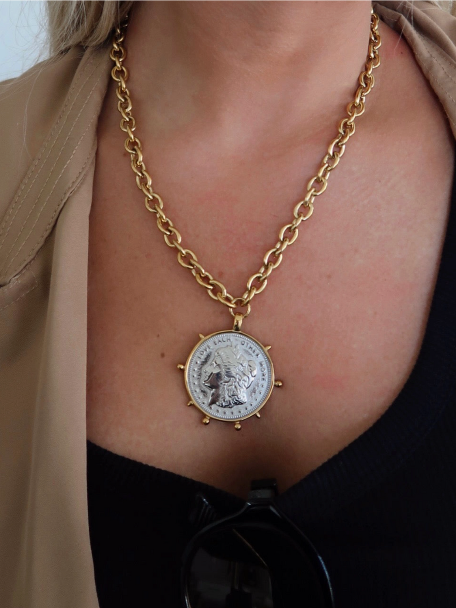 Two Tone Coin Necklace