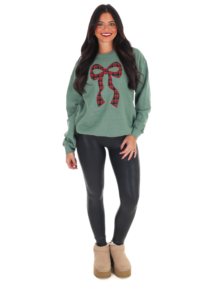 Plaid Ribbon Christmas Sweatshirt