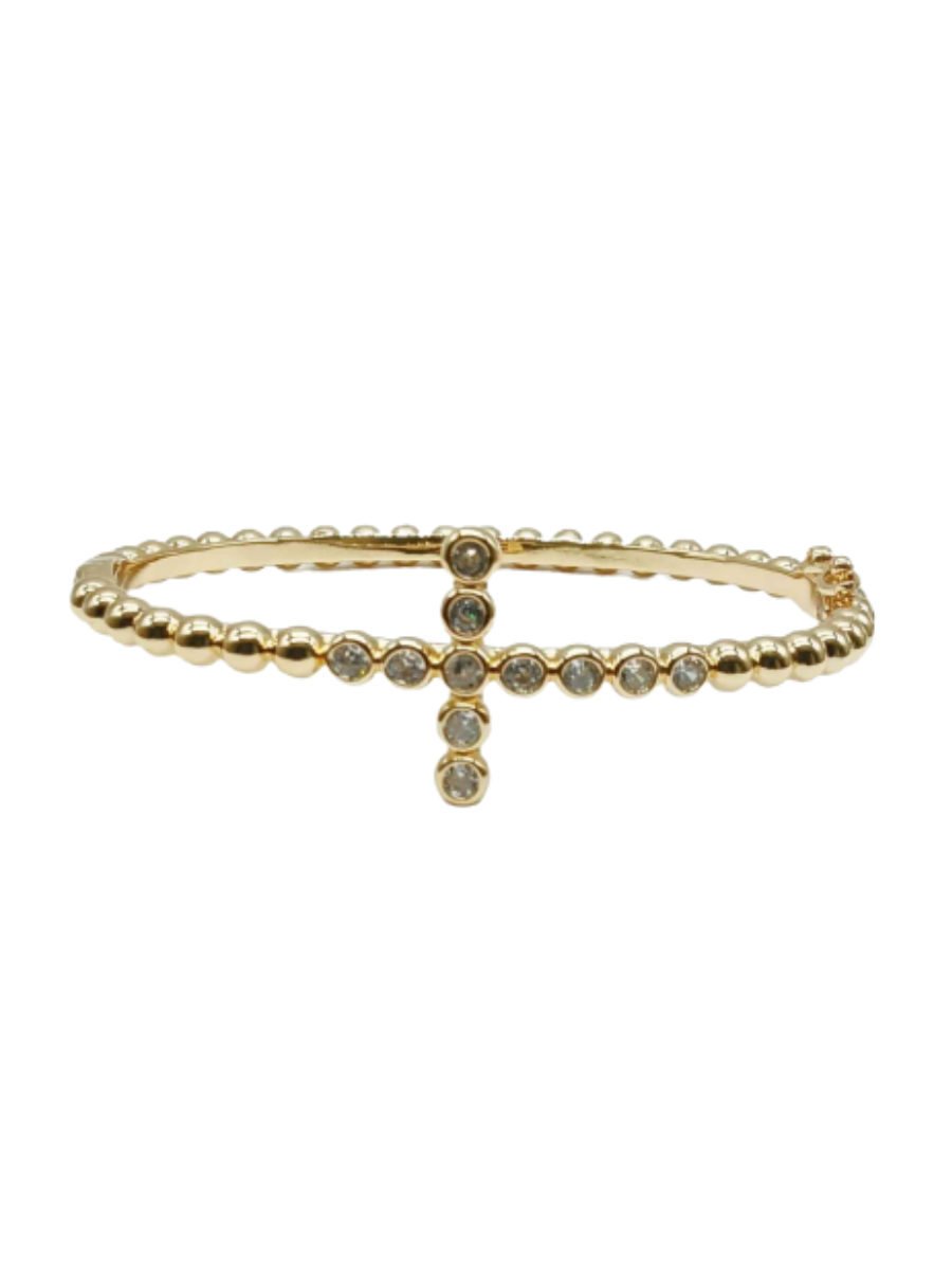 Beaded Cross Bangle Bracelet
