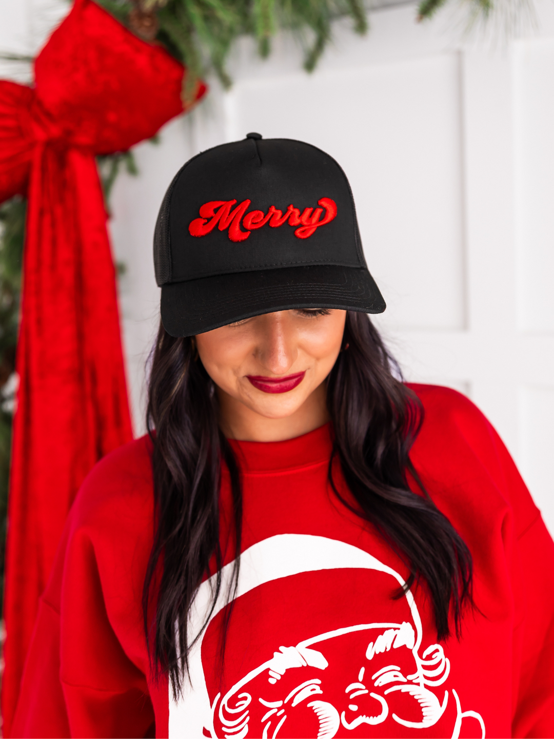 Script Merry Embroidered Trucker Hat