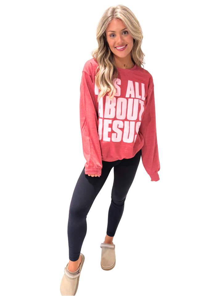 It's All About Jesus Puff Sweatshirt