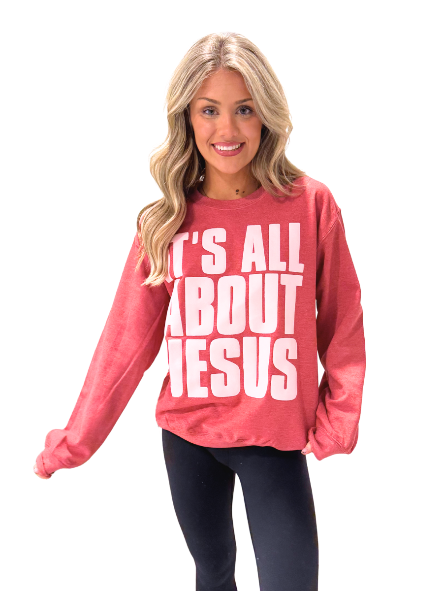 It's All About Jesus Puff Sweatshirt