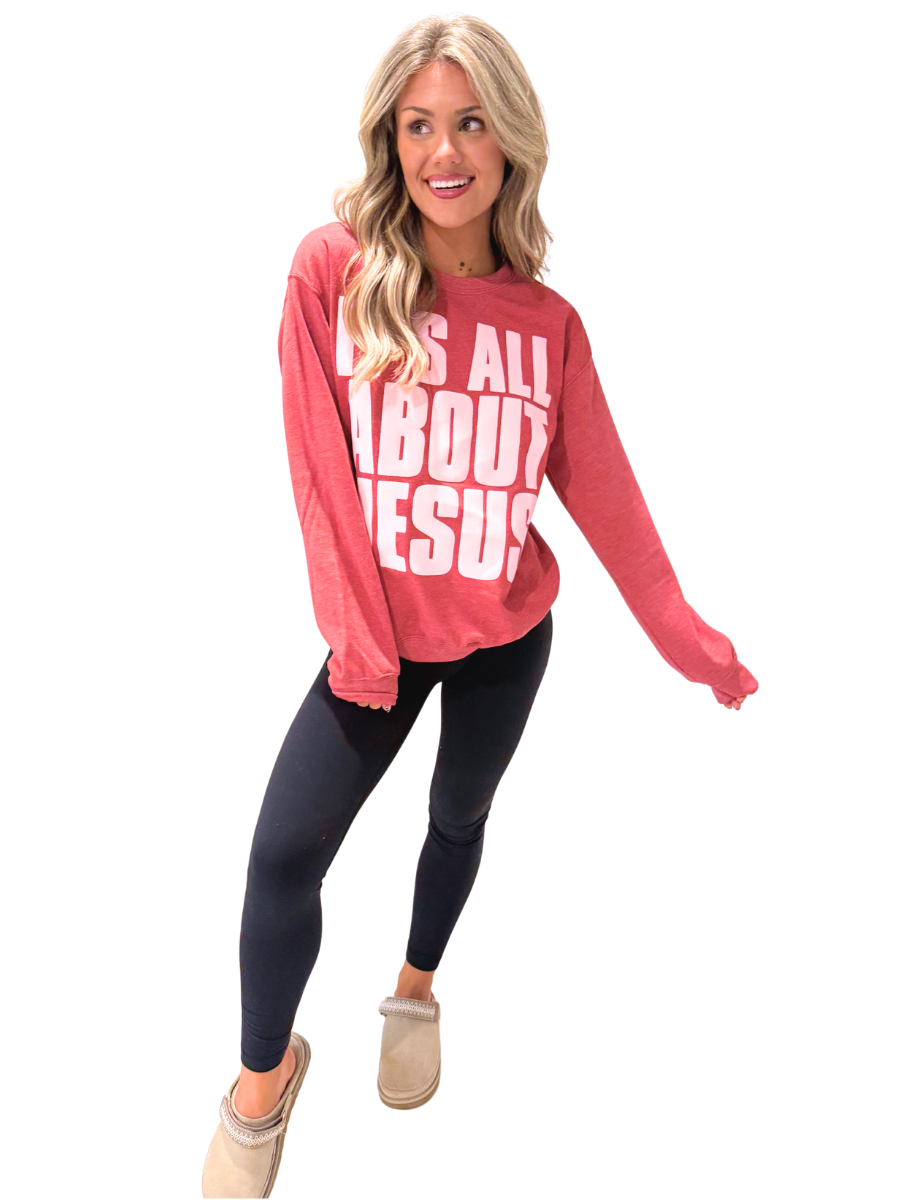 It's All About Jesus Puff Sweatshirt