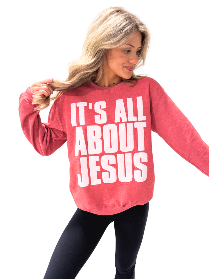 It's All About Jesus Puff Sweatshirt
