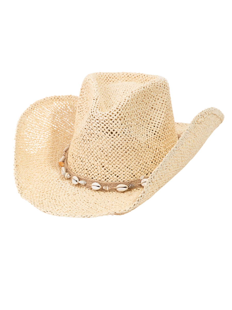 Western Straw Weave Cowrie Shell Rope Strap Cowboy Hat – Josie's
