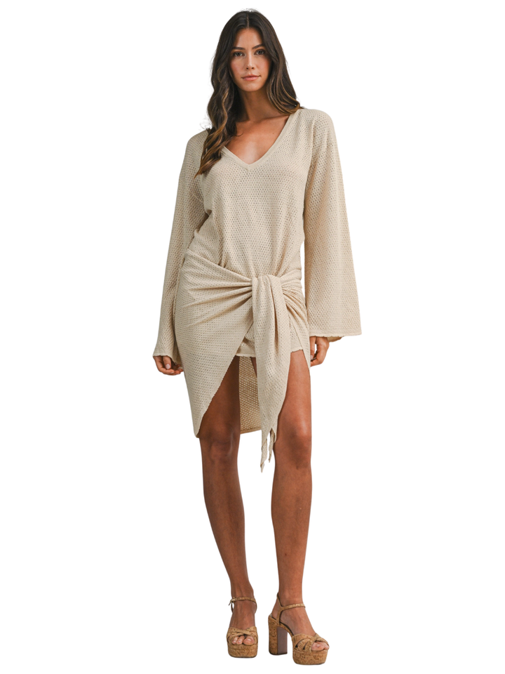 In Theory Knit Front Tie Mini Dress
