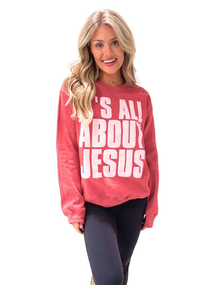 It's All About Jesus Puff Sweatshirt
