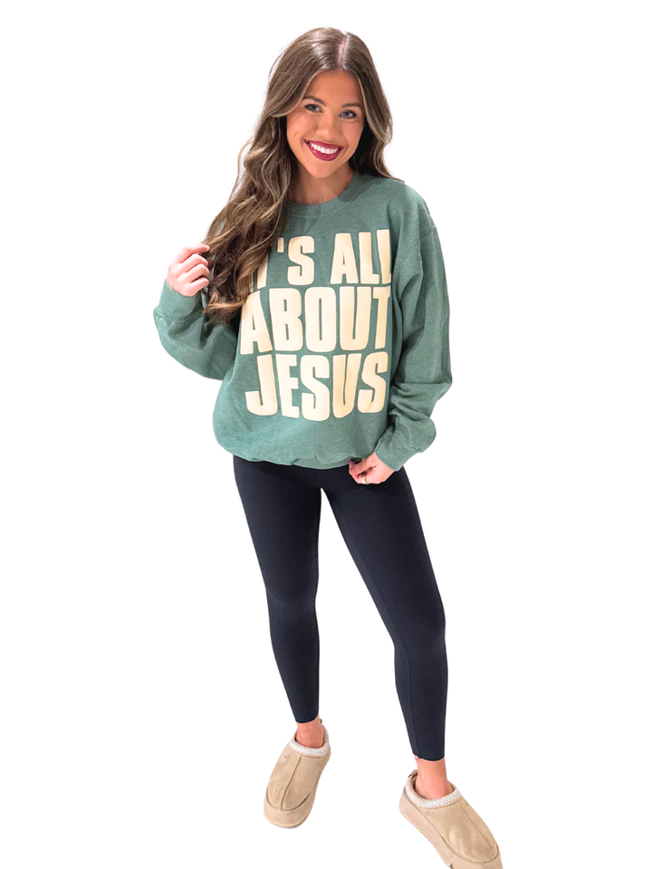 It's All About Jesus Puff Sweatshirt