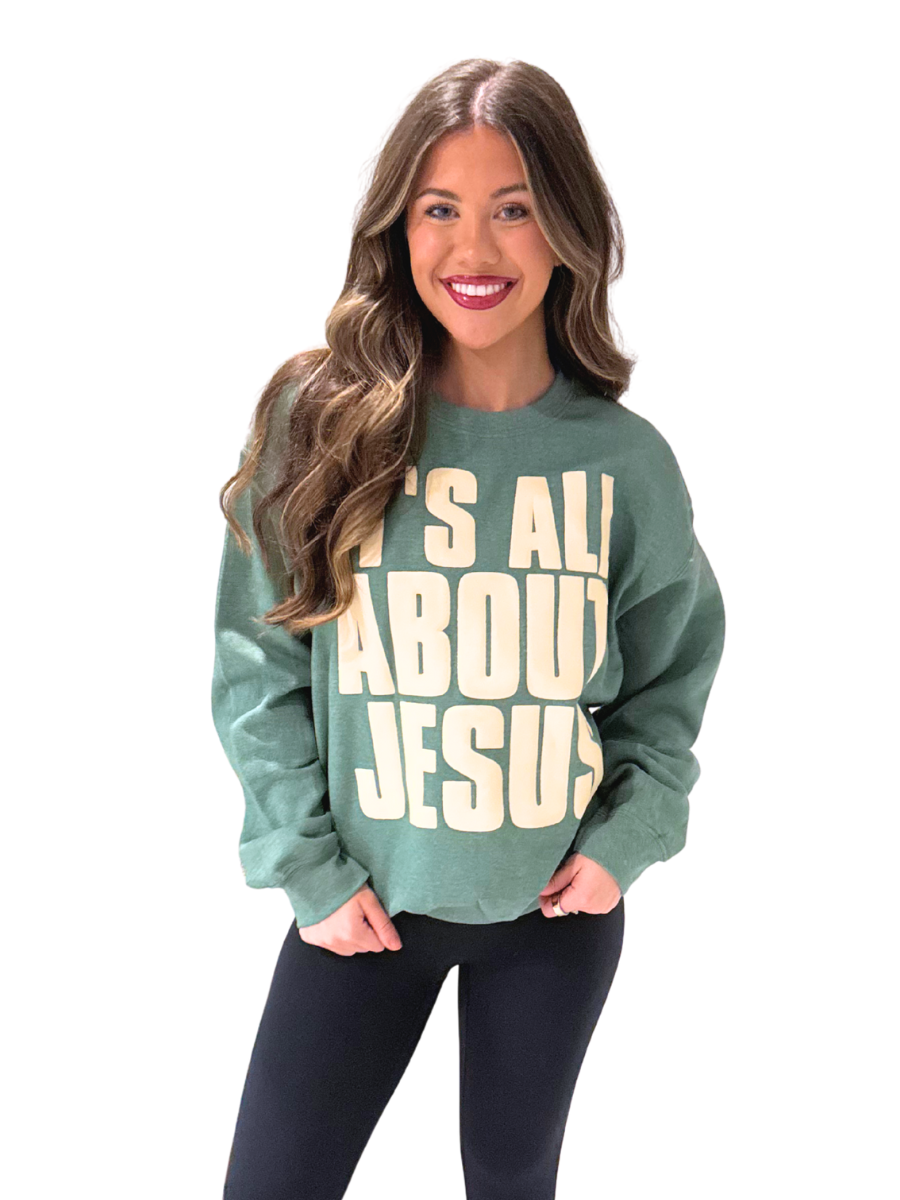 It's All About Jesus Puff Sweatshirt
