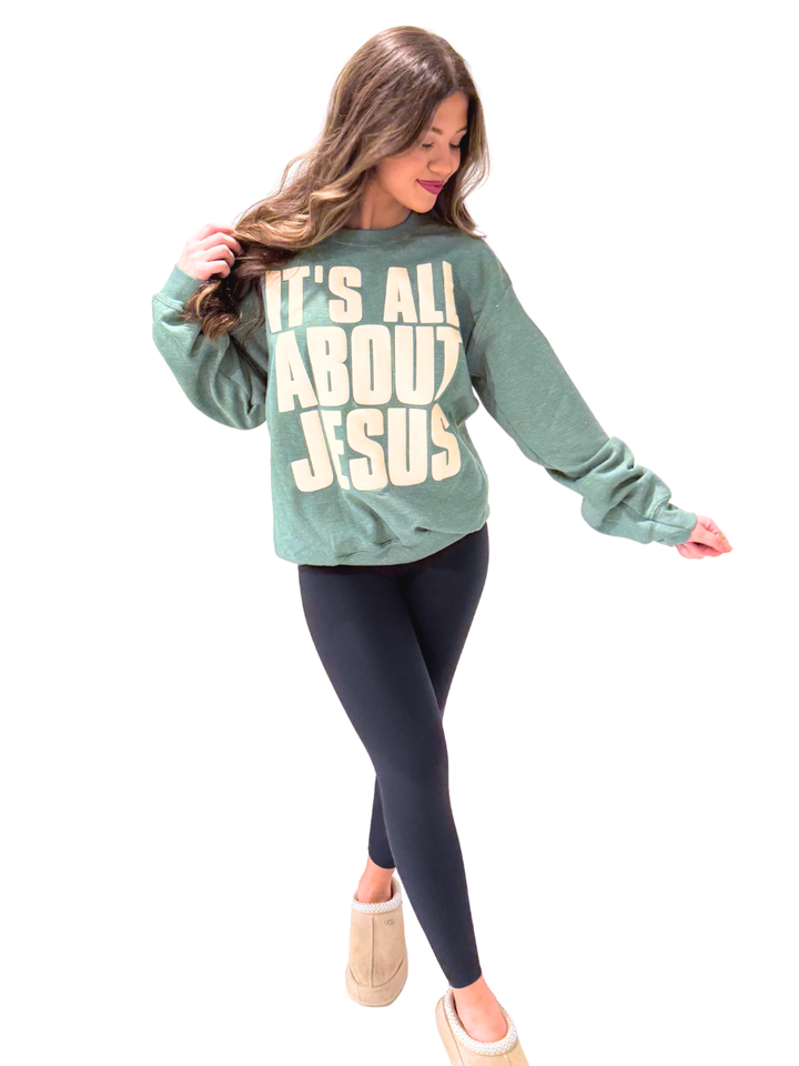It's All About Jesus Puff Sweatshirt