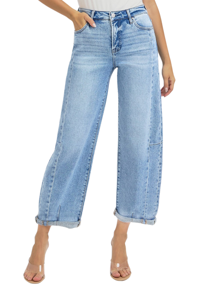 Field Day High Rise Barrel Cuffed Jeans