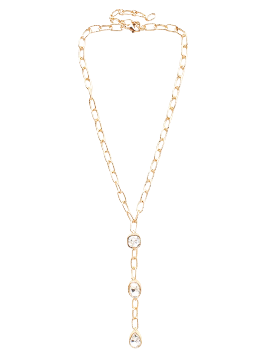 Mixed Shape Crystal Y Chain Necklace