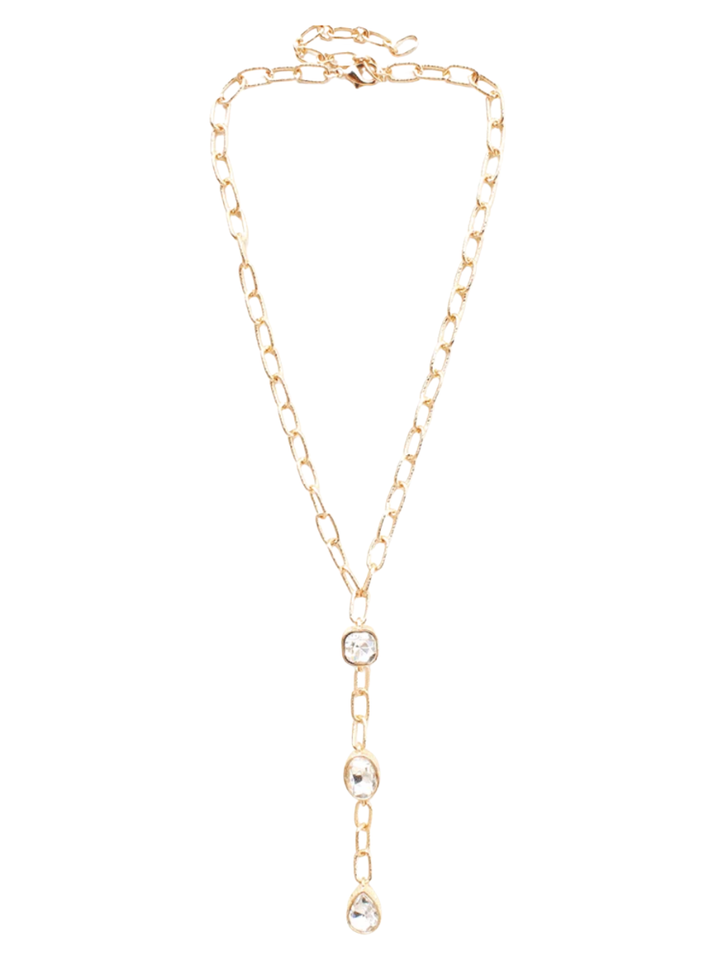 Mixed Shape Crystal Y Chain Necklace