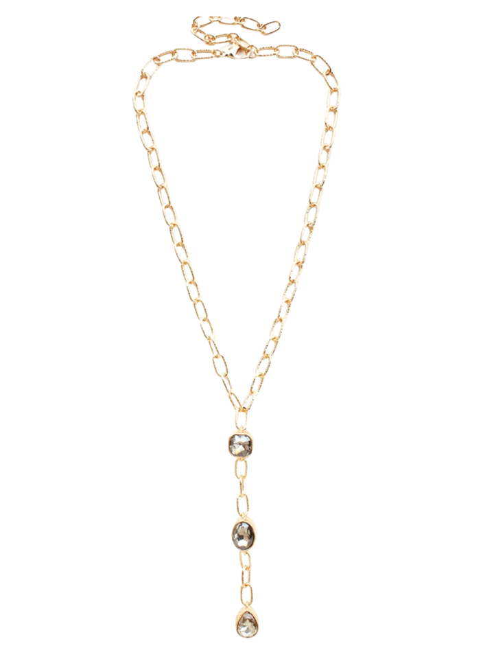 Mixed Shape Crystal Y Chain Necklace