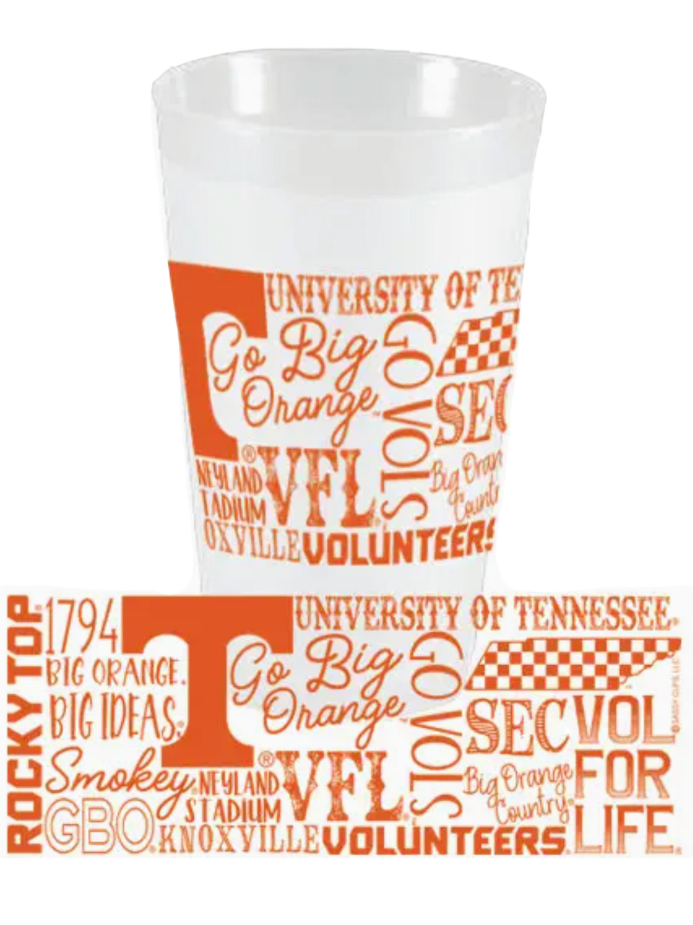 Tennessee Vols Font Wrap 10 Pack Frost Flex Cups