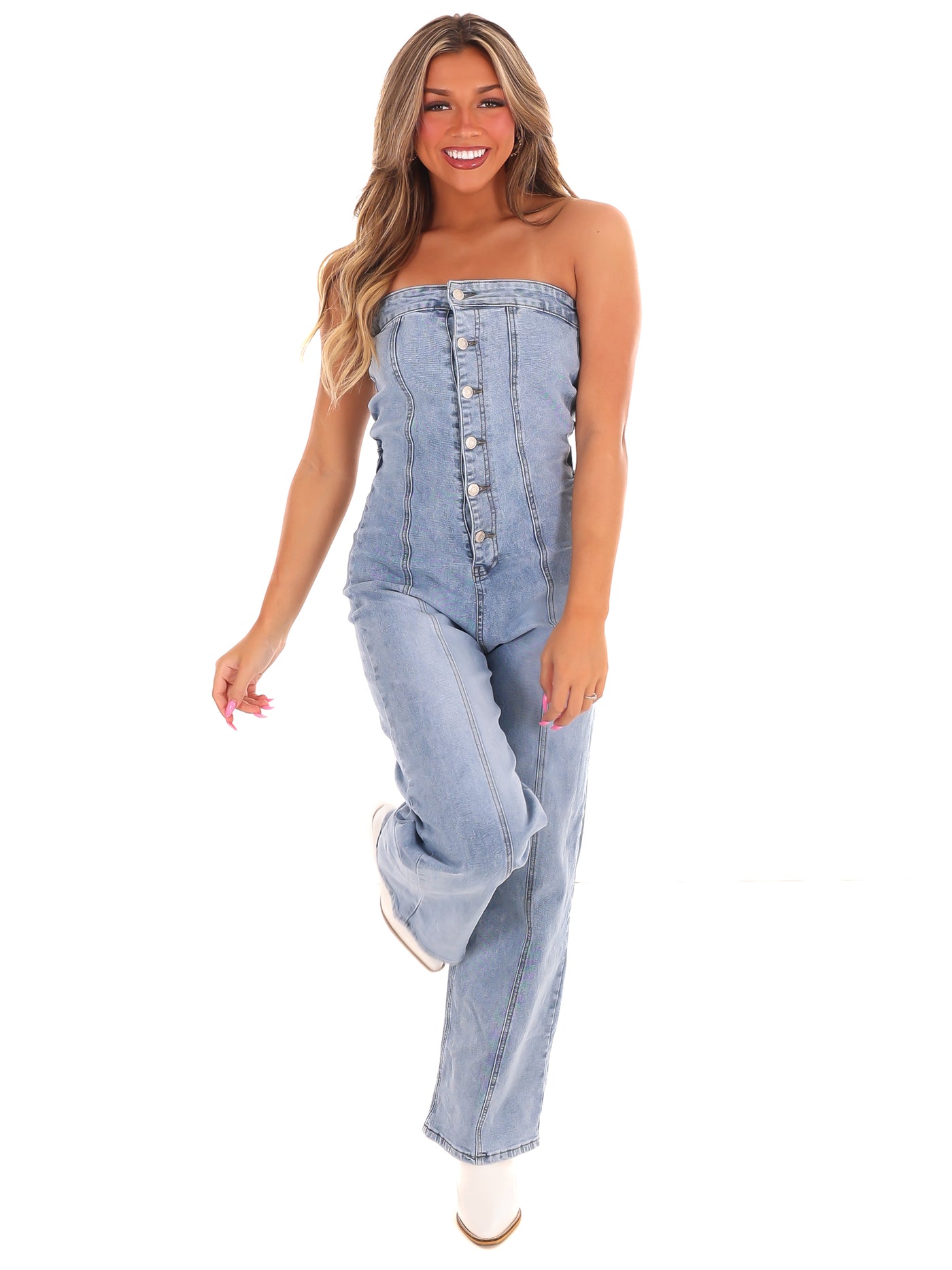 In the Crowd Denim Jumpsuit