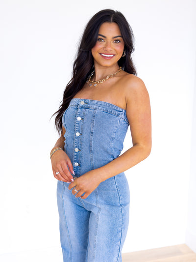 In Love with You Denim Jumpsuit