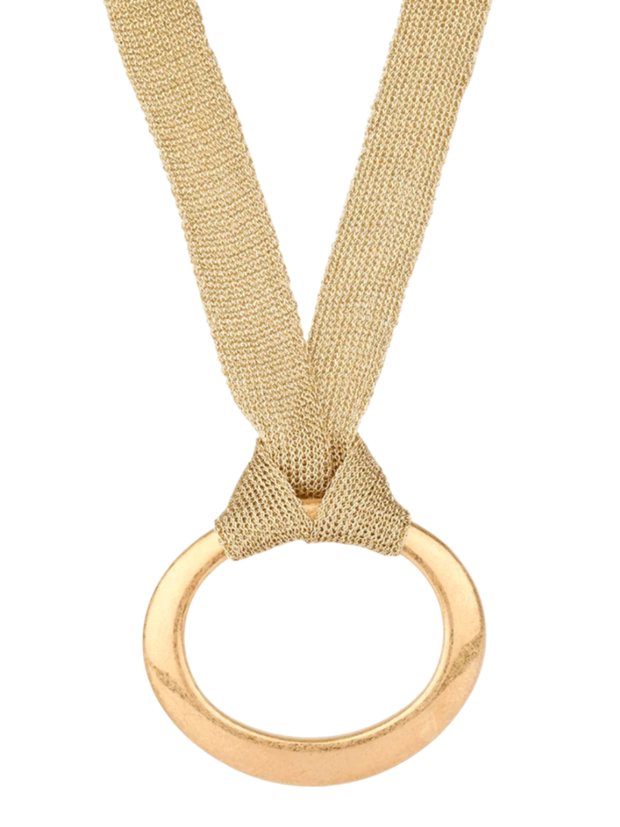 Metal Open Round Fabric Necklace