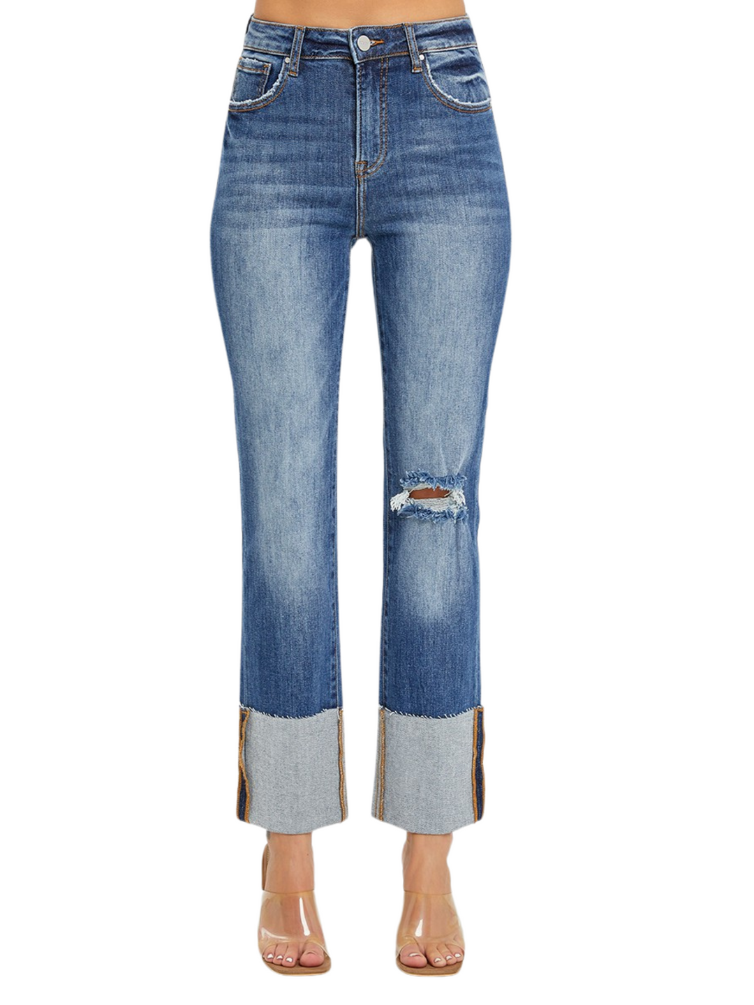 Just Like This Wide Cuffed Straight Jeans