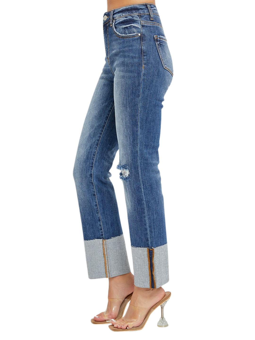 Just Like This Wide Cuffed Straight Jeans