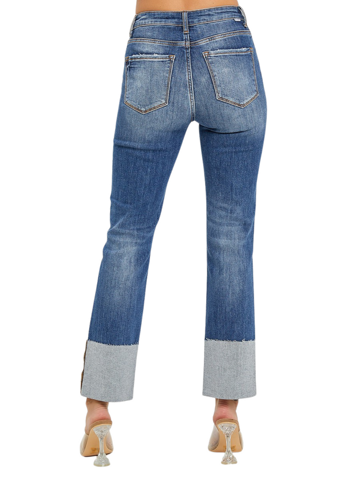 Just Like This Wide Cuffed Straight Jeans