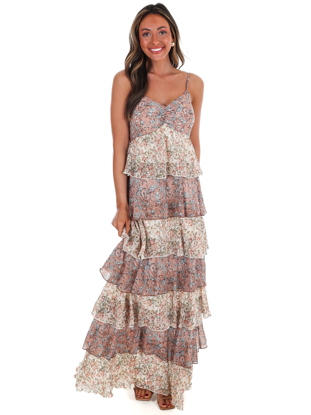First Dance Floral Ruffle Maxi Dress