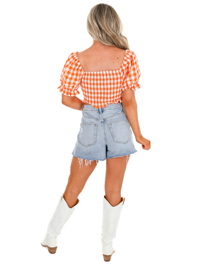 Play With Your Heart Gingham Crop Top