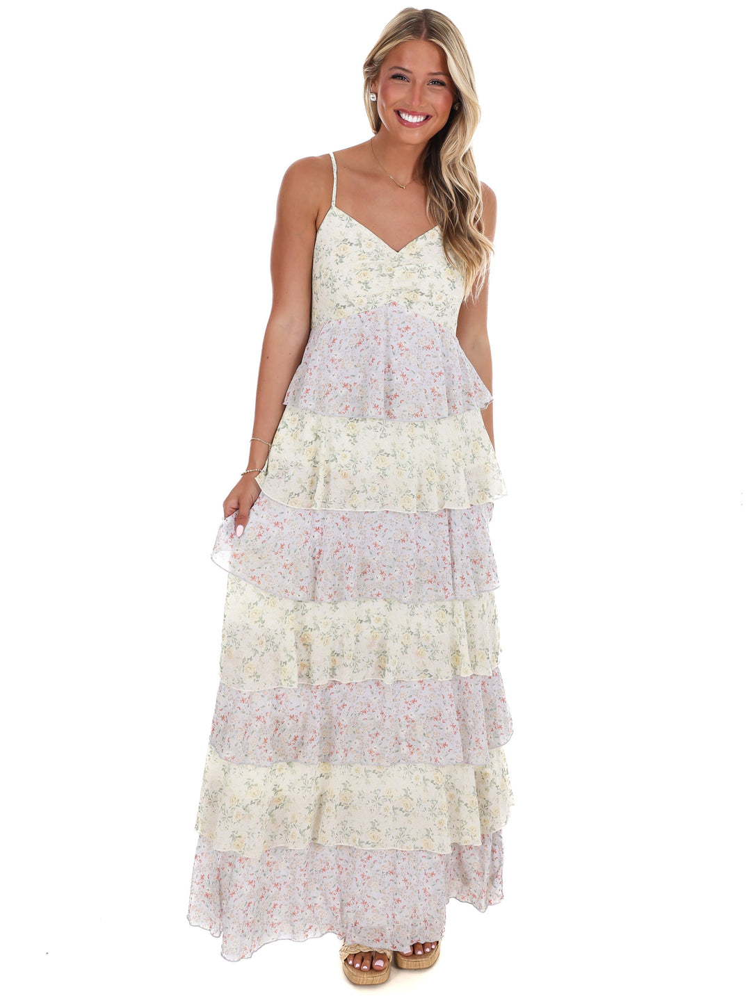 Simply Romantic Floral Tiered Maxi Dress