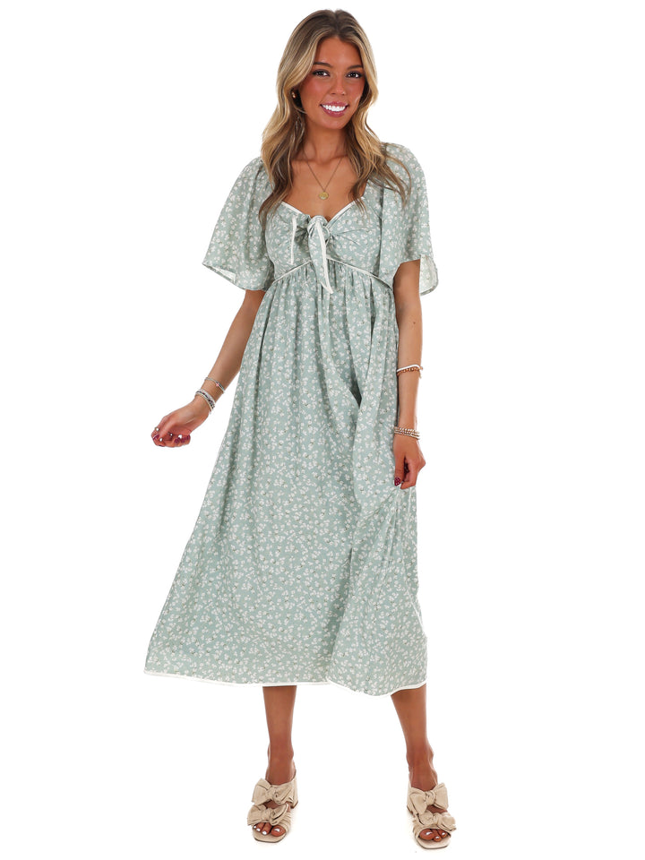 Graceful Floral Flowy Smocked Midi Dress