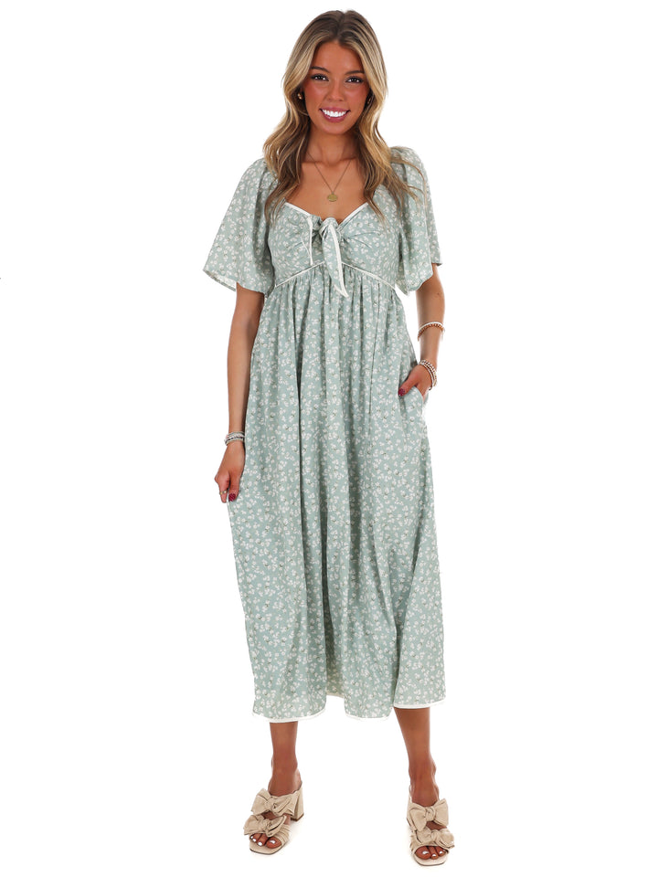 Graceful Floral Flowy Smocked Midi Dress