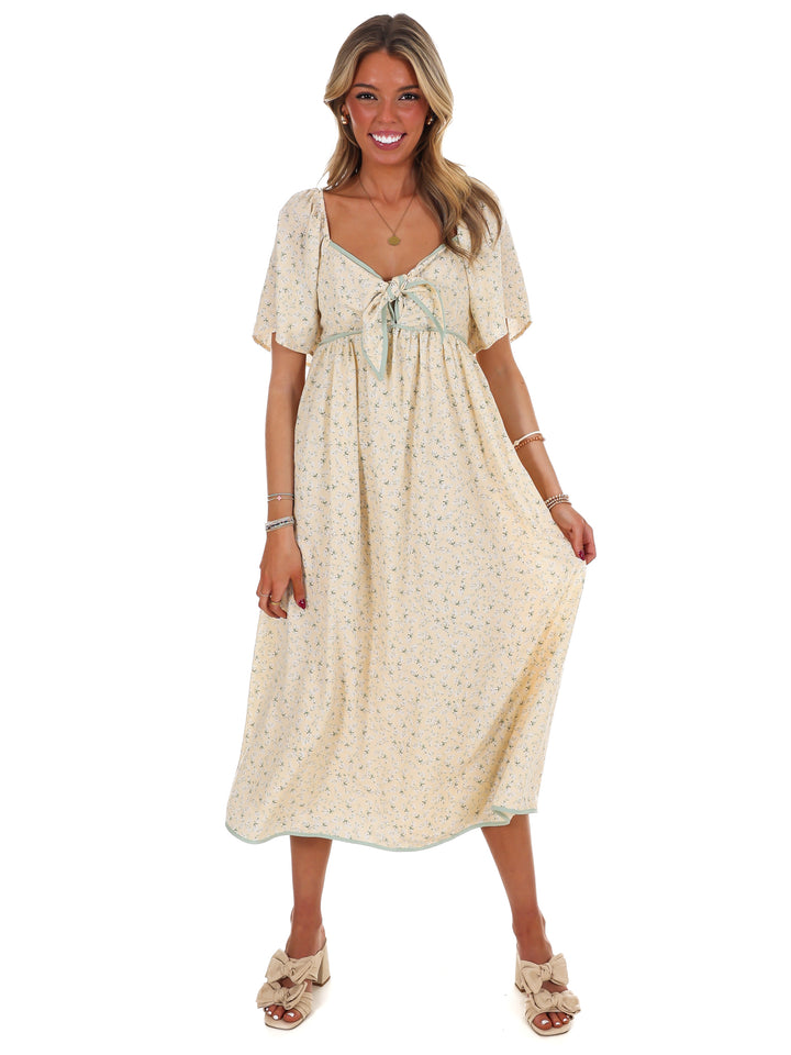 Graceful Floral Flowy Smocked Midi Dress