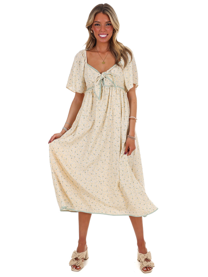 Graceful Floral Flowy Smocked Midi Dress