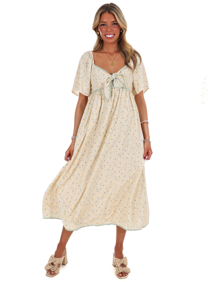 Graceful Floral Flowy Smocked Midi Dress