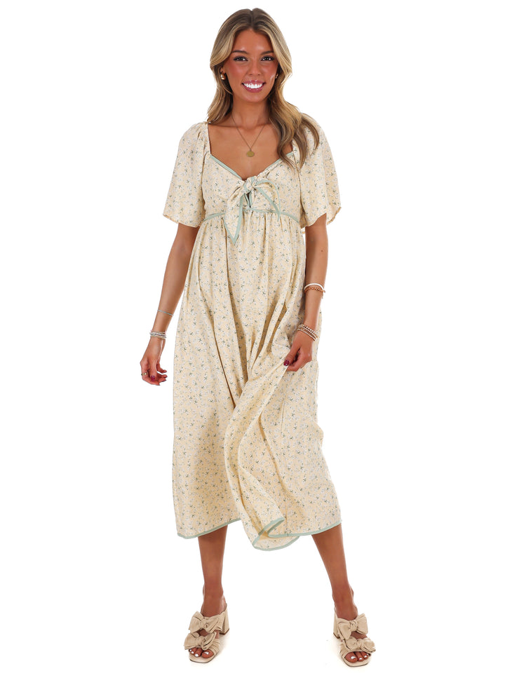 Graceful Floral Flowy Smocked Midi Dress