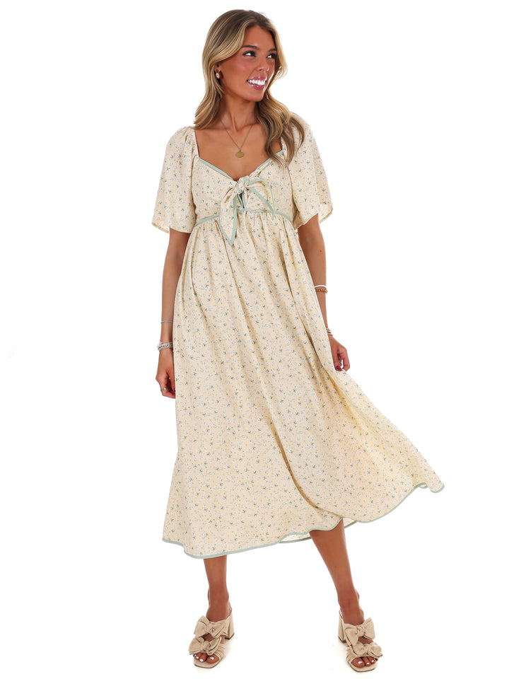 Graceful Floral Flowy Smocked Midi Dress