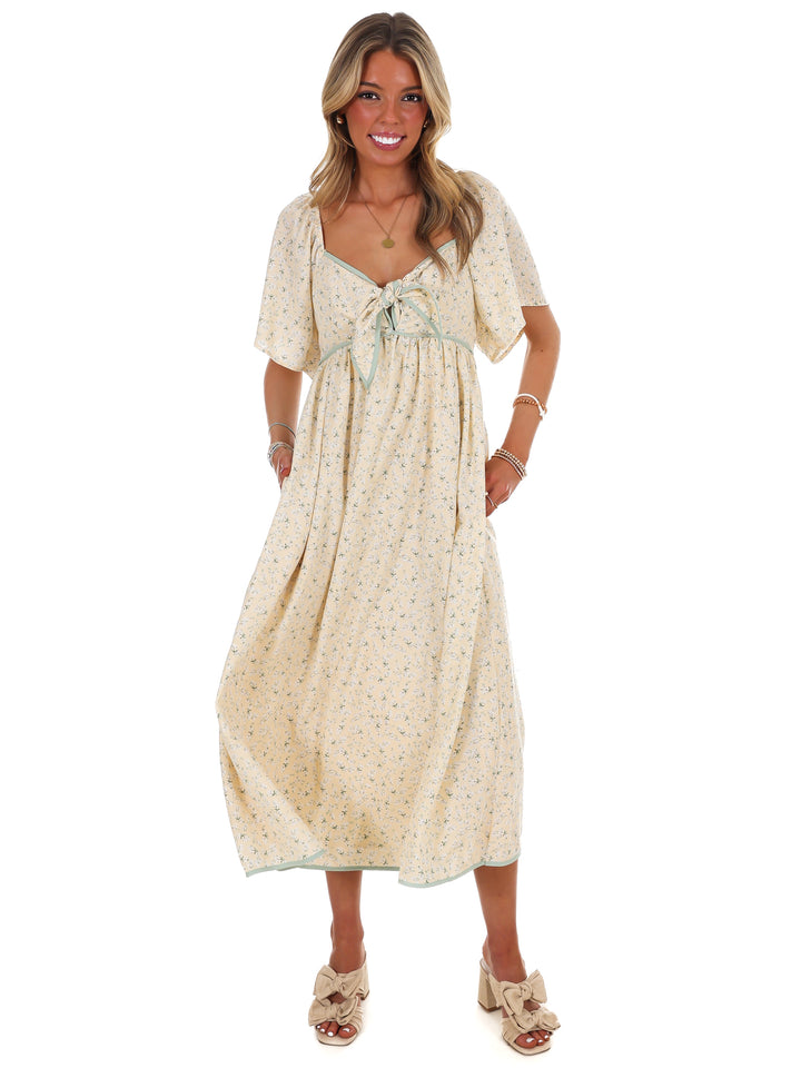 Graceful Floral Flowy Smocked Midi Dress