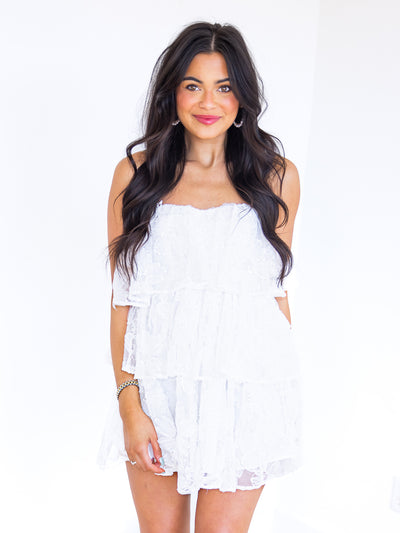 Come Away with Me Strapless Lace Mini Dress