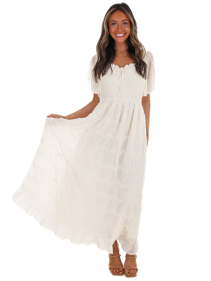 Current Mood Smocked Midi Dress
