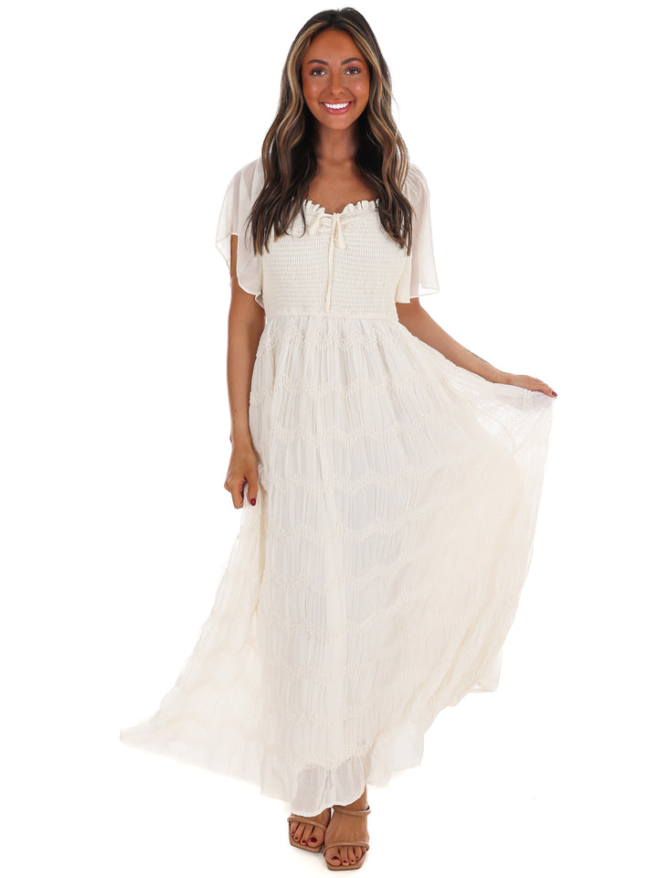 Current Mood Smocked Midi Dress