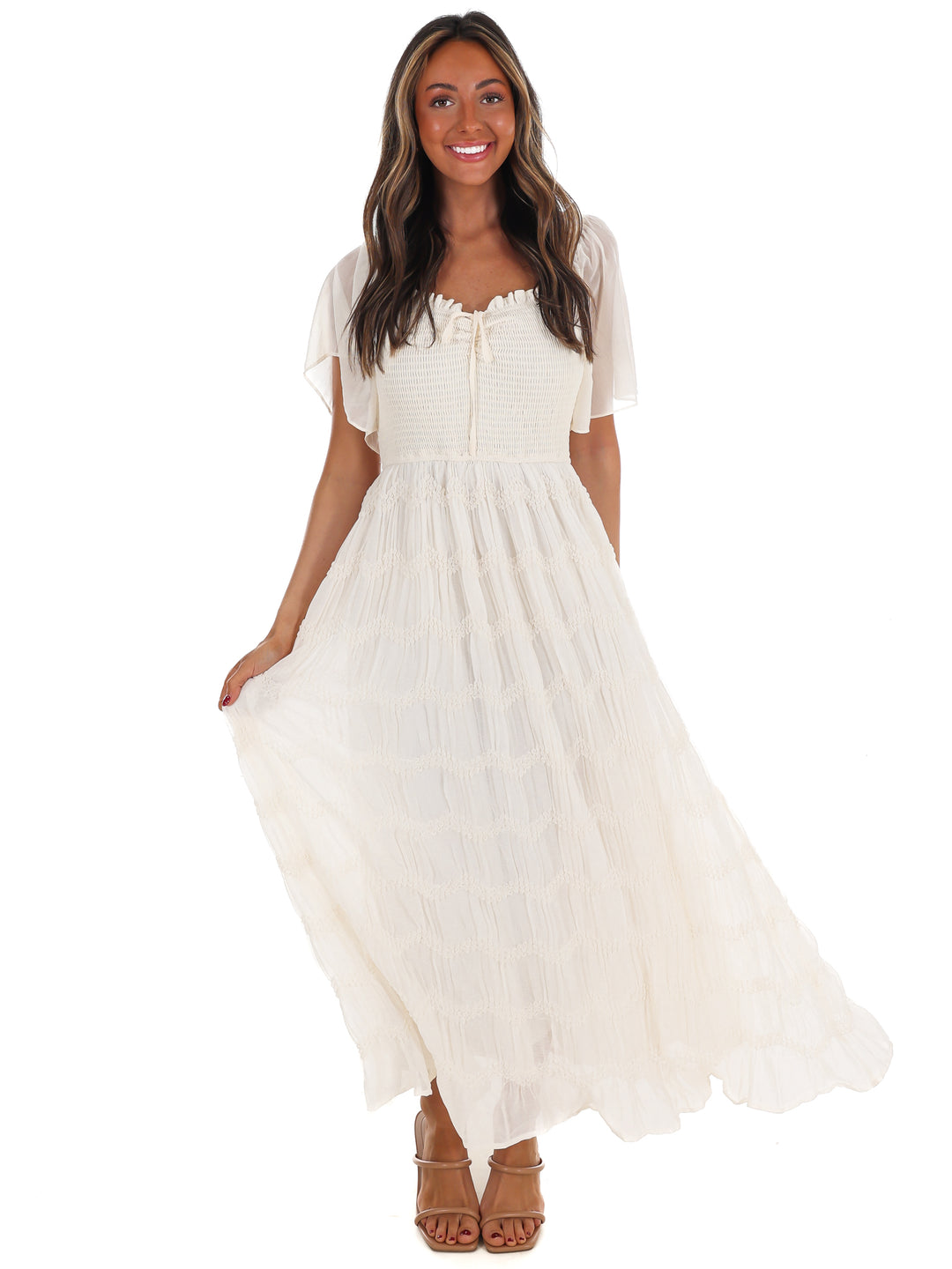 Current Mood Smocked Midi Dress