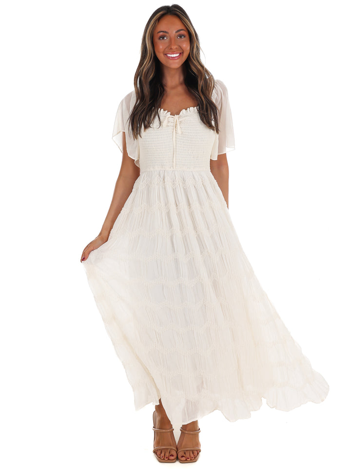 Current Mood Smocked Midi Dress