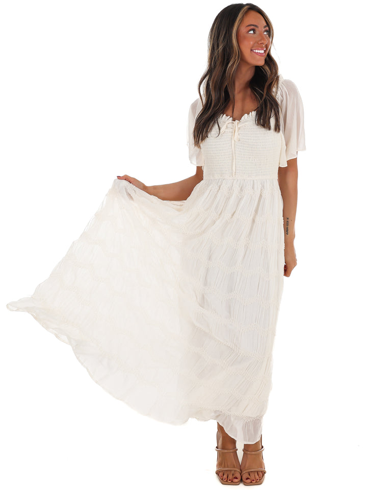 Current Mood Smocked Midi Dress
