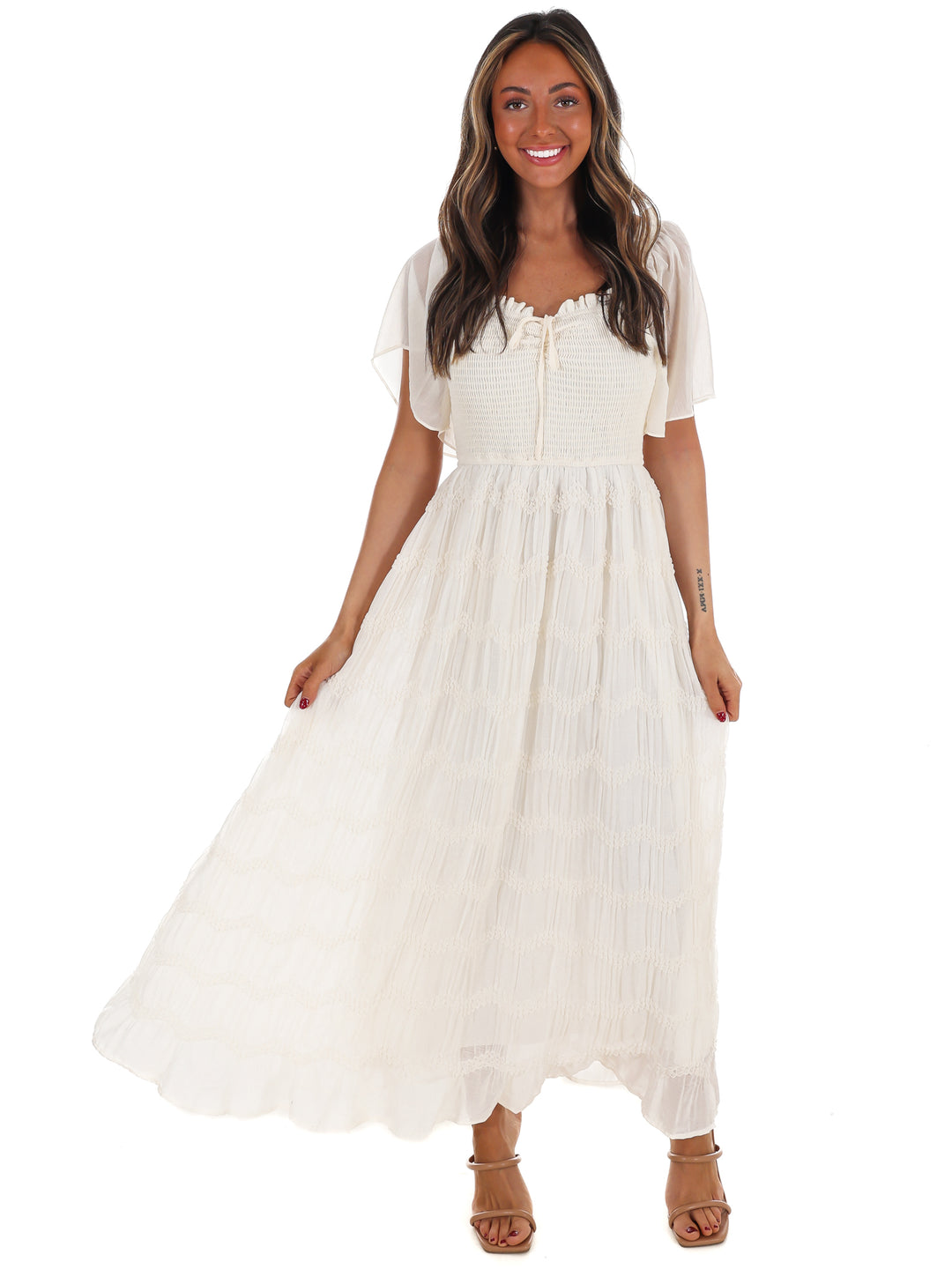 Current Mood Smocked Midi Dress