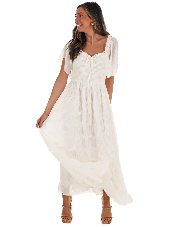 Current Mood Smocked Midi Dress