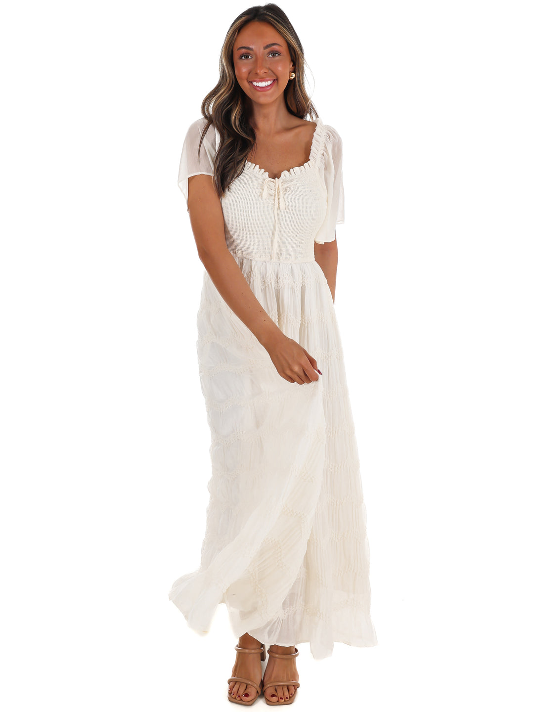 Current Mood Smocked Midi Dress