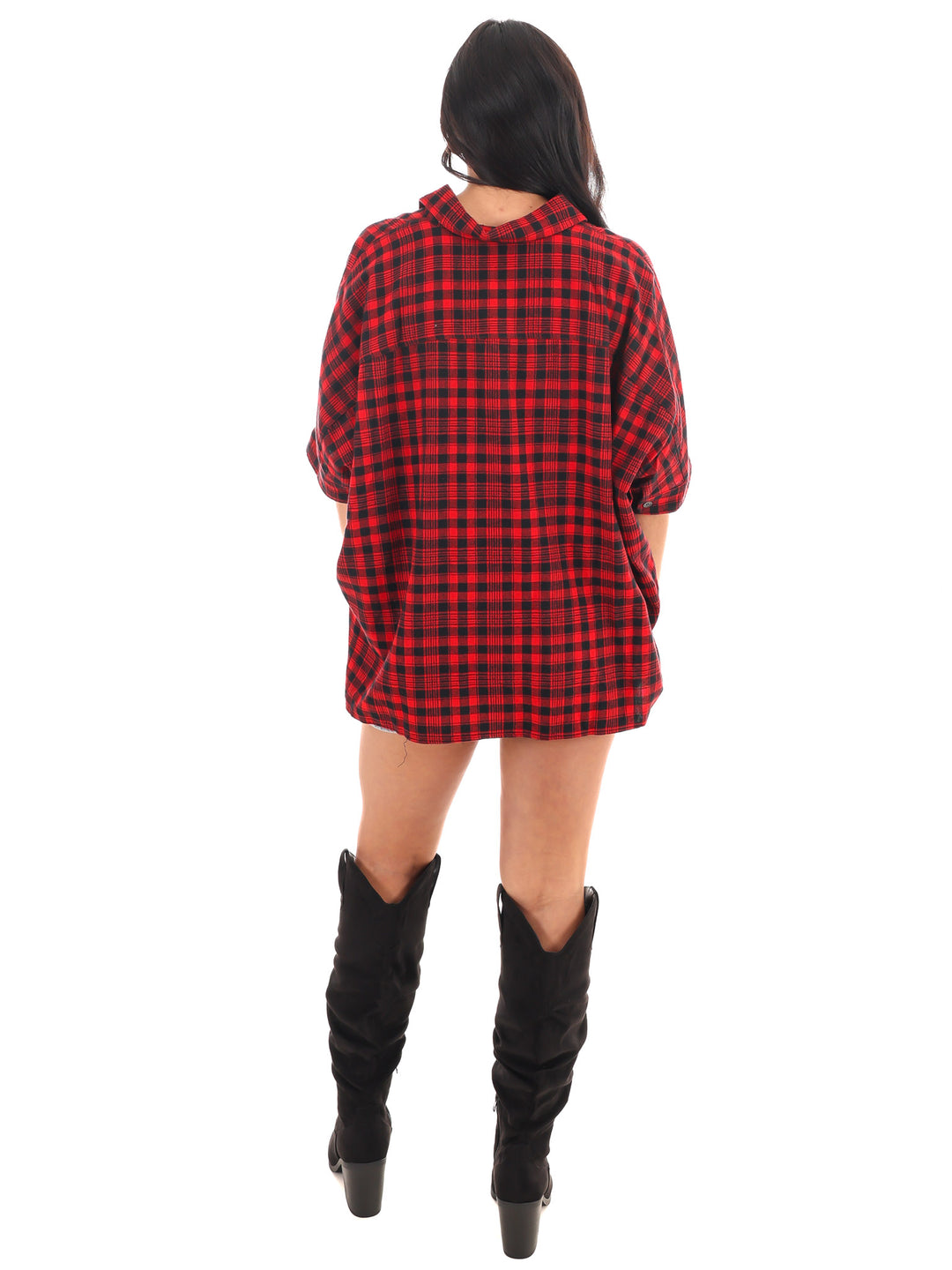 Tough Love Boxy Plaid Button Down Top