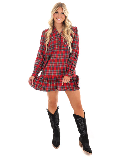 Good Tidings Plaid Shirt Dress