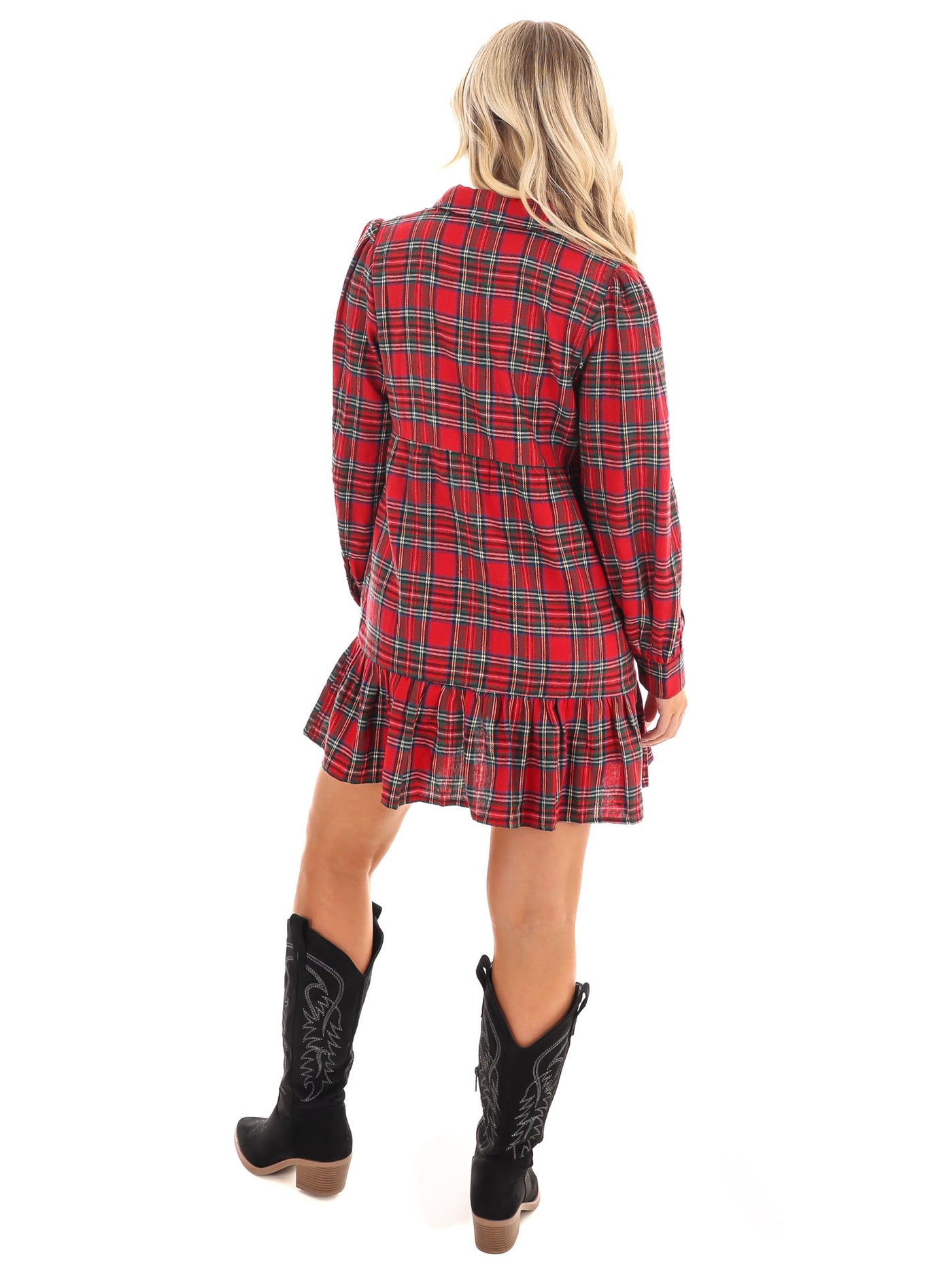 Good Tidings Plaid Shirt Dress