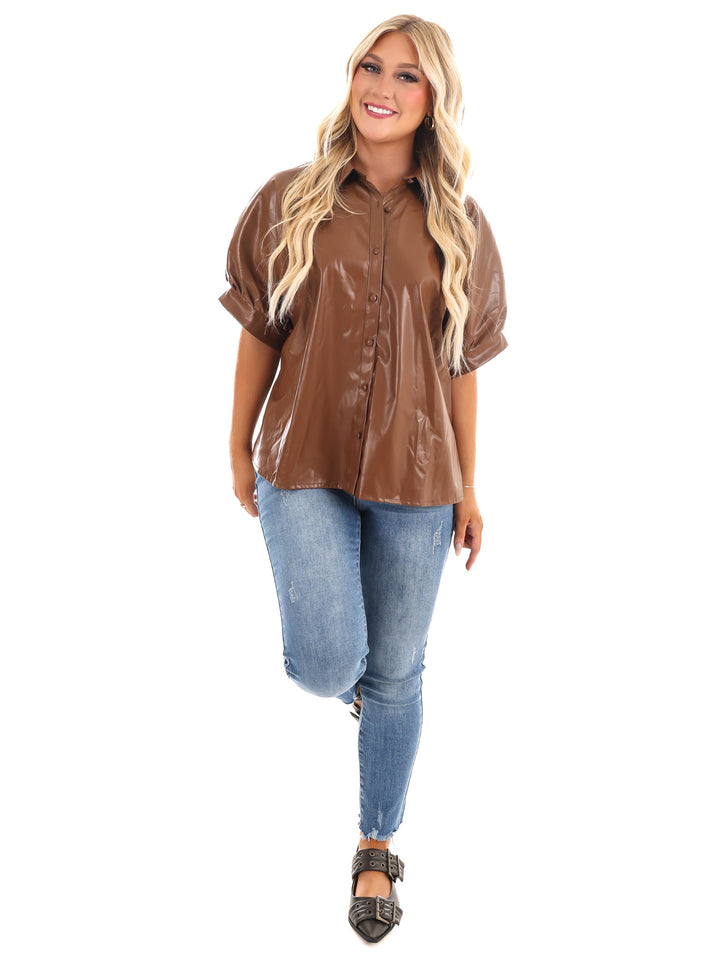 Good Luck Faux Leather Oversized Top