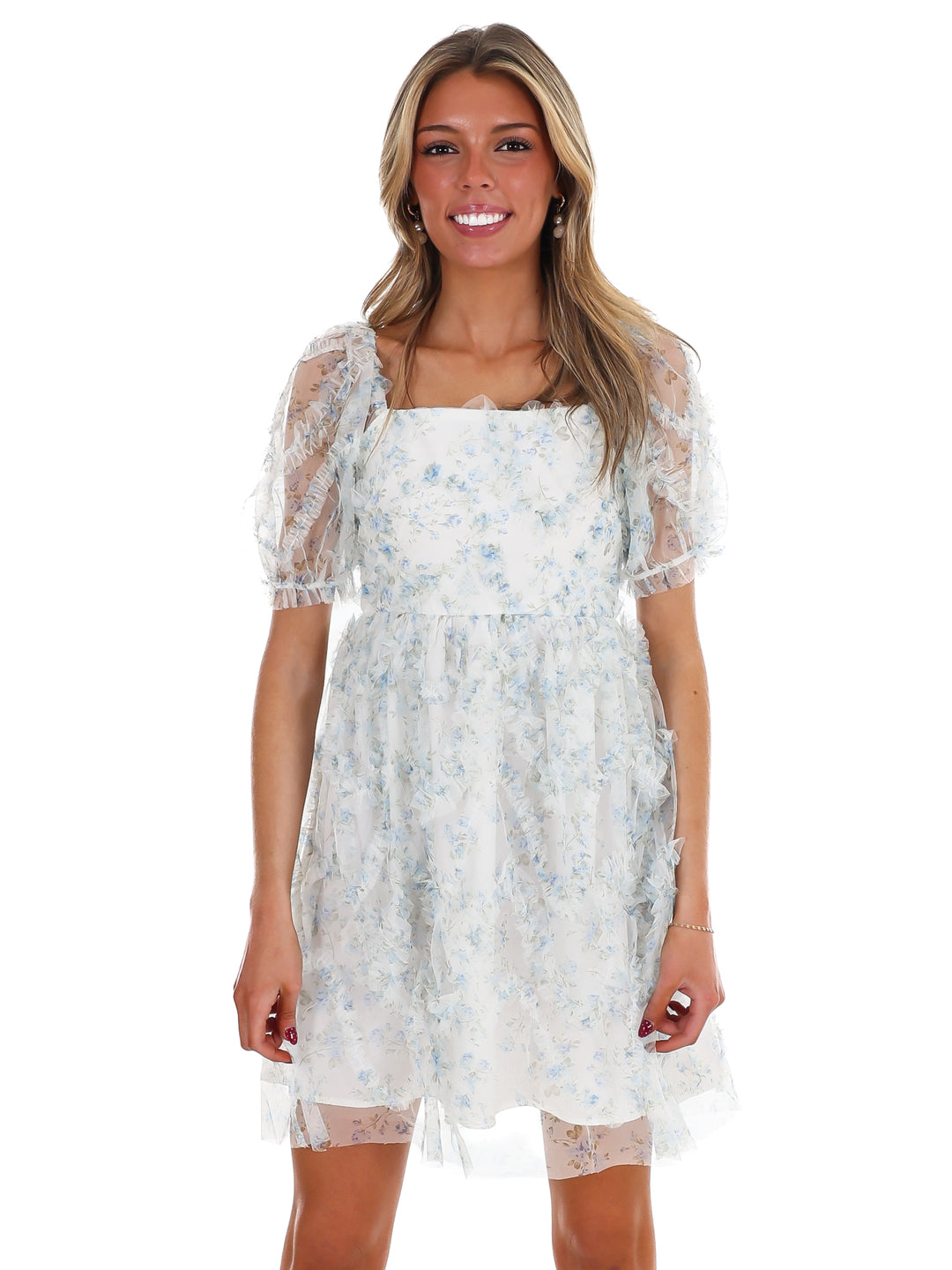 To Be Fair Floral Ruffle Mini Dress